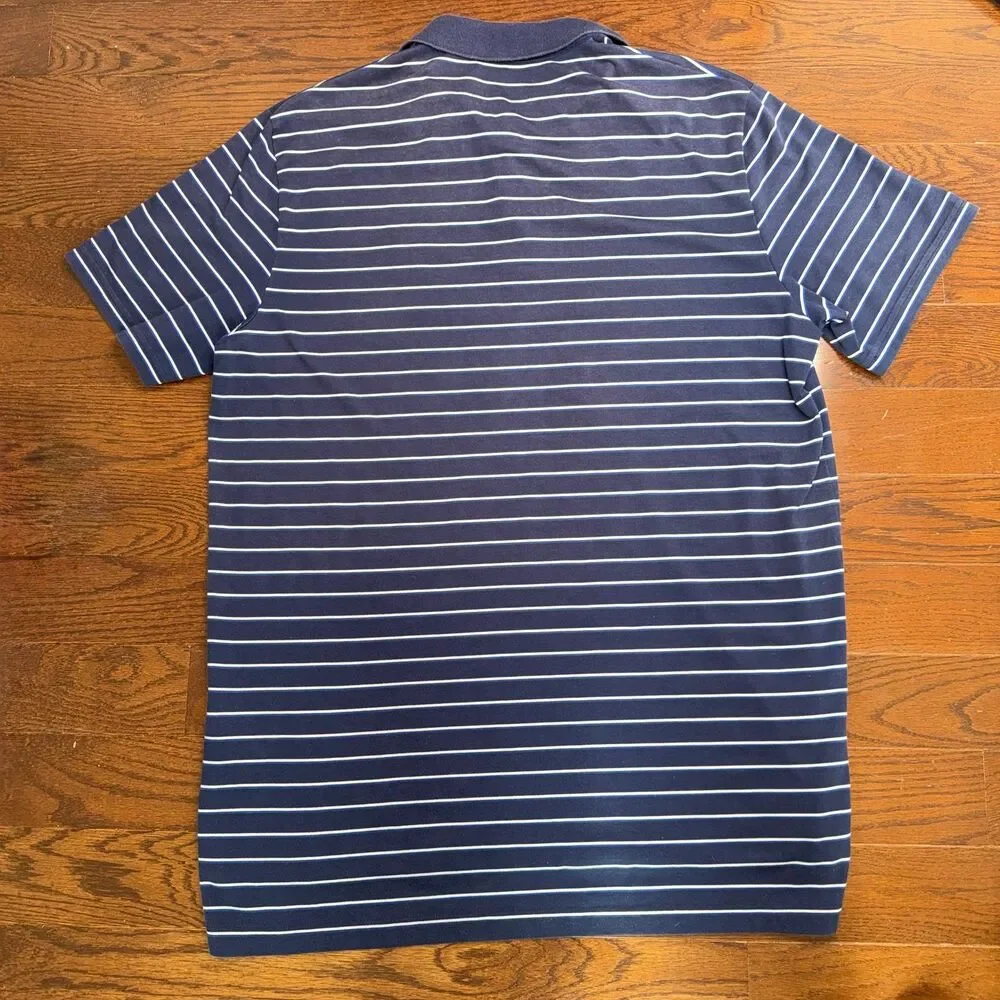 Polo Ralph Lauren Shirt Men L Moisture Wicking Blue Stripe Turnberry Golf Club
